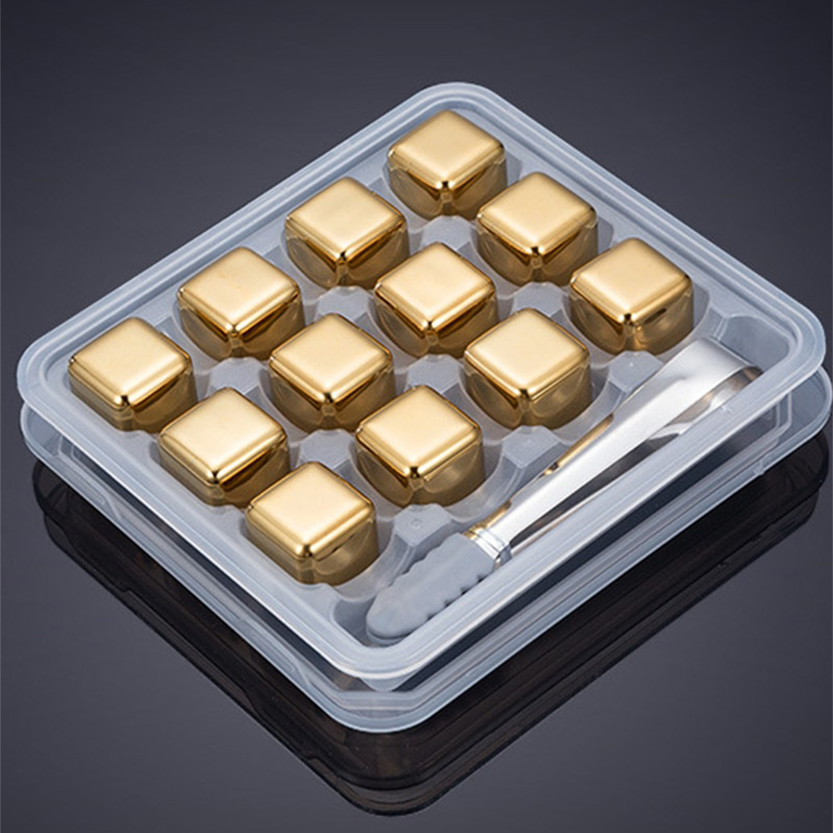 Funki Findz | Whisky Stones | Gold Stainless Steel Ice Cube Sets