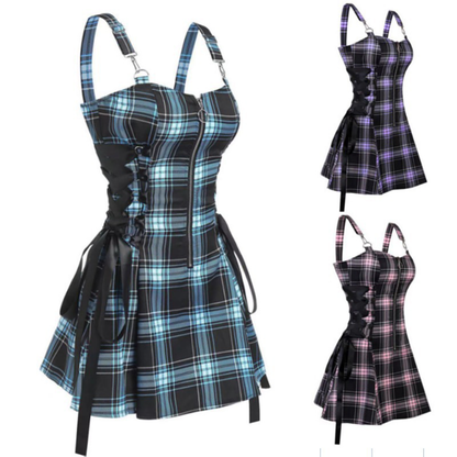 Funki Findz | Dresses | Women's Fairy Grunge Plaid Mini Dress