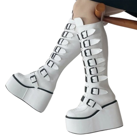 Funki Findz | Boots | Women's Metal Buckle Platform Y2K Wedge
