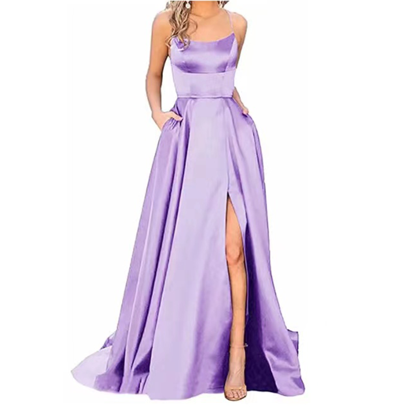 Funki Findz | Dresses | Women's Elegant Long Satin Prom Dress