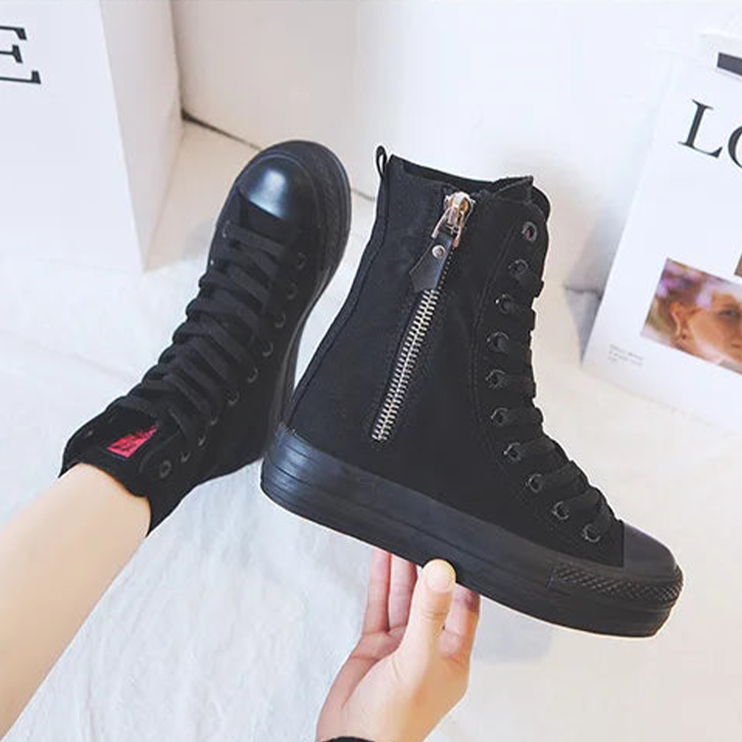 Funki Findz | Boots | Women's High-top Side Zip Canvas Sneaker