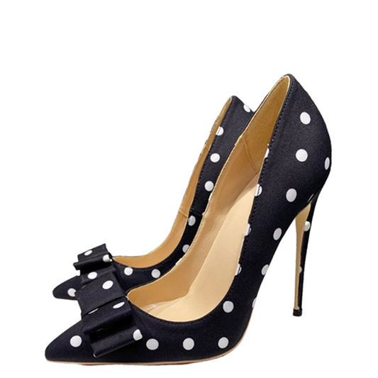 Funki Findz | Shoes | Women's Polka Dot Bowknot Satin Stilettos