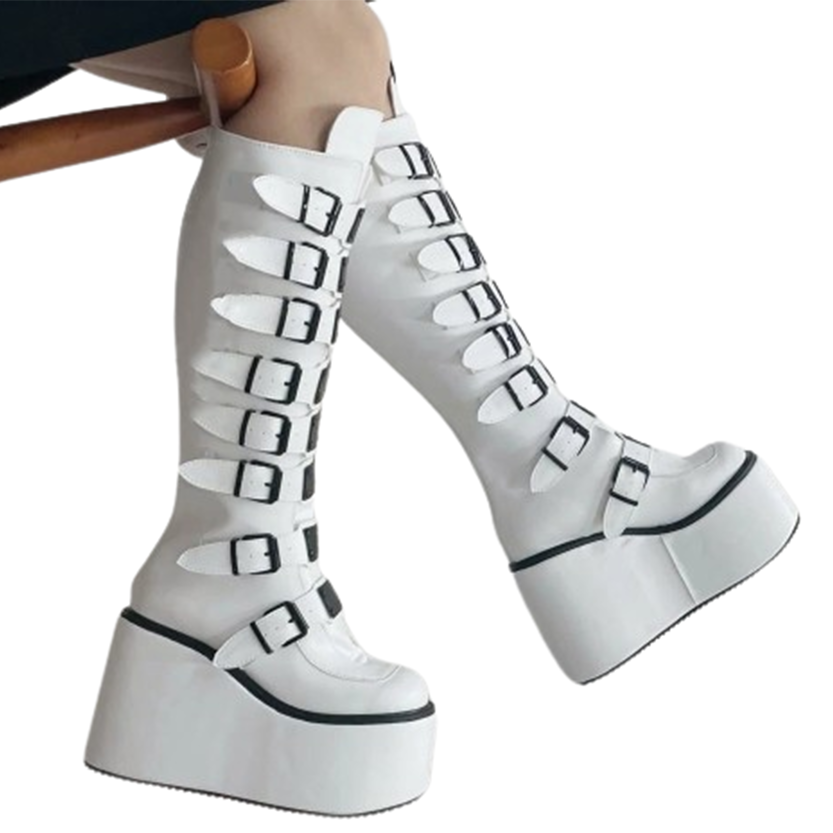 Funki Findz | Boots | Women's Metal Buckle Platform Y2K Wedge