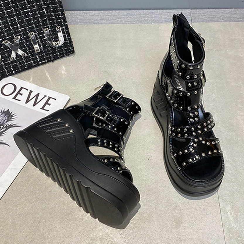 Funki Findz | Shoes | Women's Riveted Platform Wedge Sandals