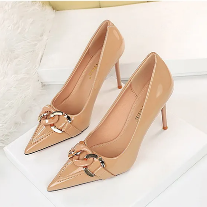 Funki Findz | Shoes | Women's Patent Metal Buckle Luxury Heels