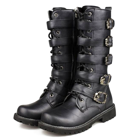 Funki Findz | Boots | Men's Buckle Strap Mid-Calf Gothic Boots