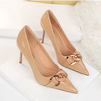 Funki Findz | Shoes | Women's Patent Metal Buckle Luxury Heels