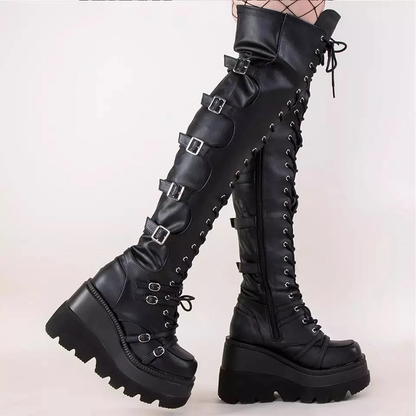 Funki Findz | Boots | Women's Gothic Over Knee Platform Boots
