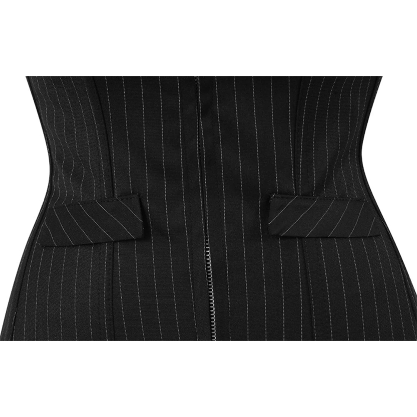 Funki Findz | Lingerie | Women's Black Pin Striped Zip Up Corset
