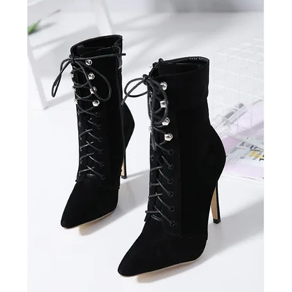 Funki Findz | Boots | Women's Suede High Stiletto Ankle Boots