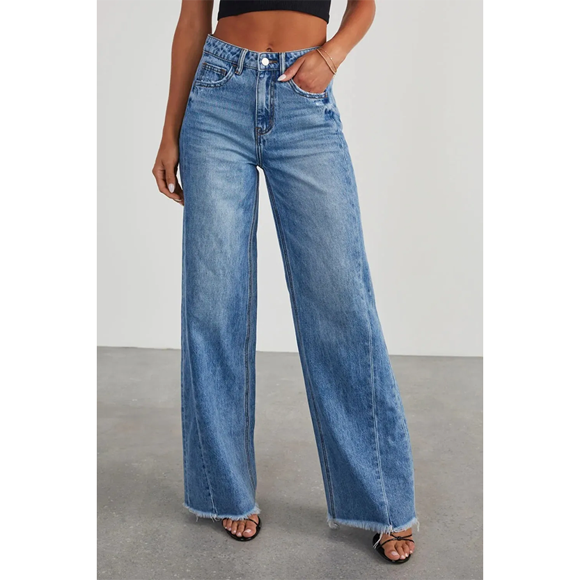 Funki Findz | Pants | Women's Raw Hem Wide Leg Jeans