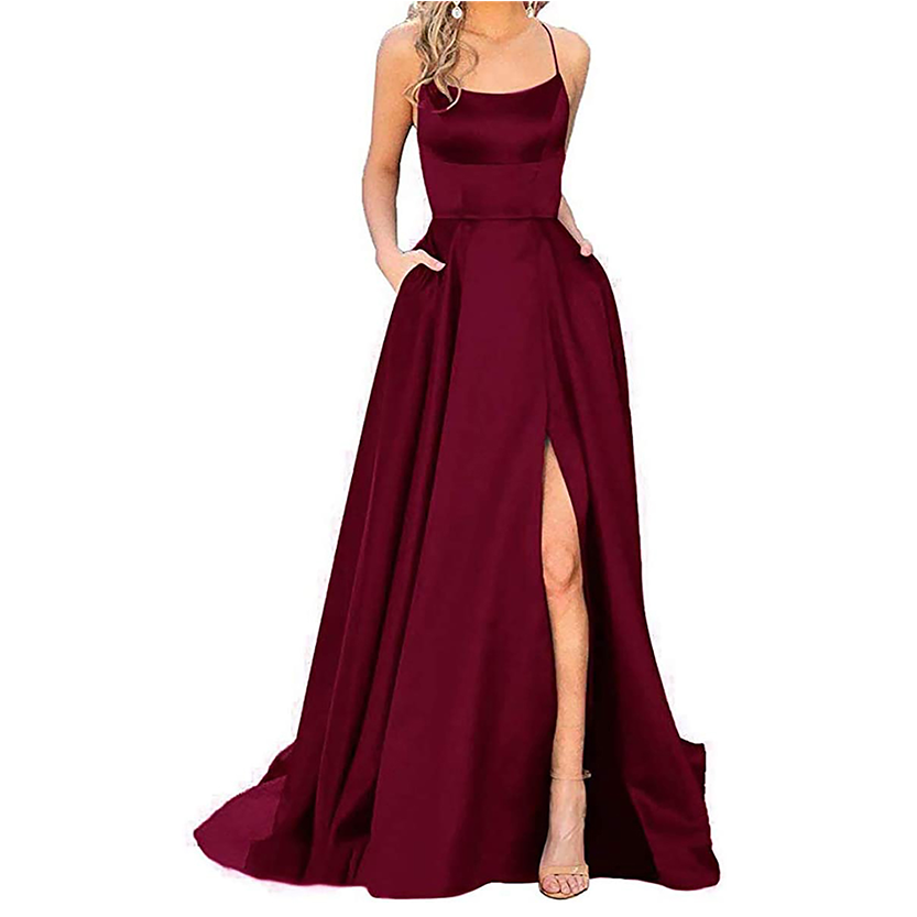 Funki Findz | Dresses | Women's Elegant Long Satin Prom Dress