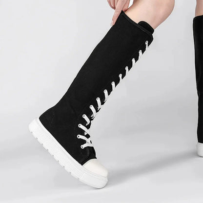 Funki Findz | Boots | Women's Over Knee Lace Up Canvas Boots