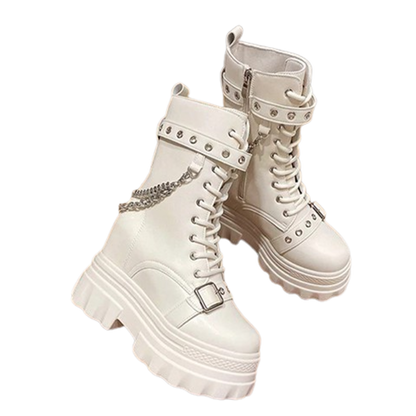 Funki Findz | Boots | Women's Gothic Round Toe Chunky Boots