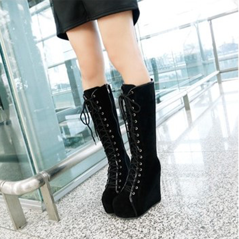 Funki Findz | Boots | Women's Pink Lace Up Suede Platform Boot