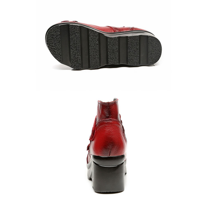 Funki Findz | Shoes | Women's Cute Red Flower Leather Wedges