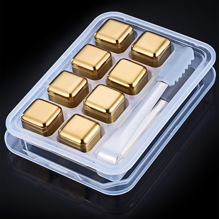 Funki Findz | Whisky Stones | Gold Stainless Steel Ice Cube Sets