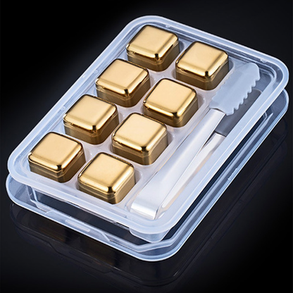 Funki Findz | Whisky Stones | Gold Stainless Steel Ice Cube Sets
