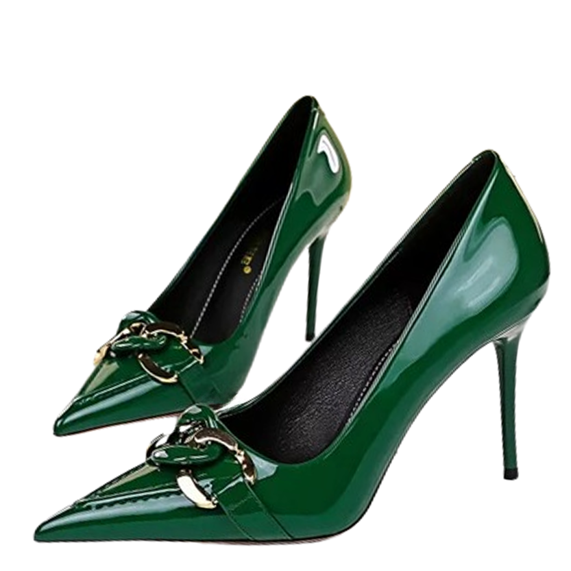 Funki Findz | Shoes | Women's Patent Metal Buckle Luxury Heels