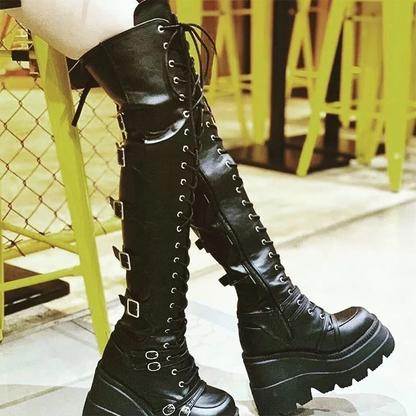 Funki Findz | Boots | Women's Gothic Over Knee Platform Boots