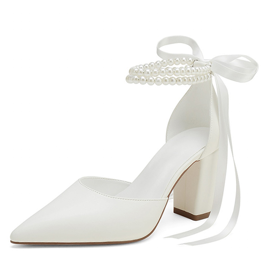 Funki Findz | Shoes | Women's Satin and Pearl Wedding Shoes