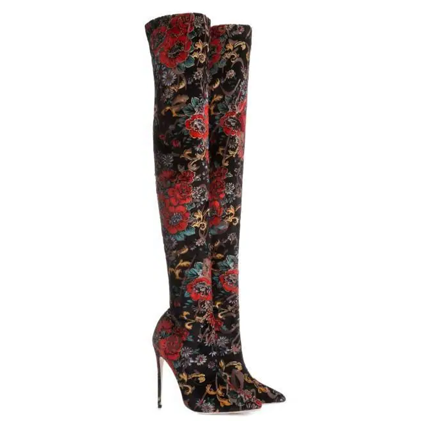 Funki Findz | Boots | Women's Bohemian Long Stretch Cloth Boot