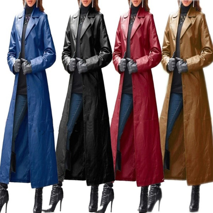 Funki Findz | Jackets | Women's Long Faux Leather Trench Coat