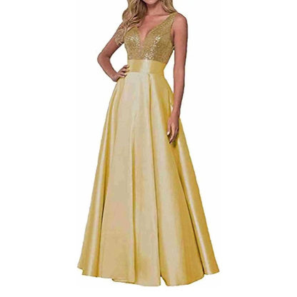 Funki Findz | Dresses | Women's Satin Sequin Evening Dress