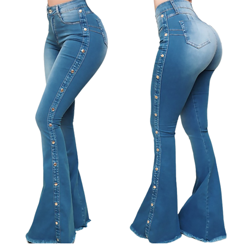 Funki Findz | Pants | Women's Side Button Butt Lift Flared Jeans