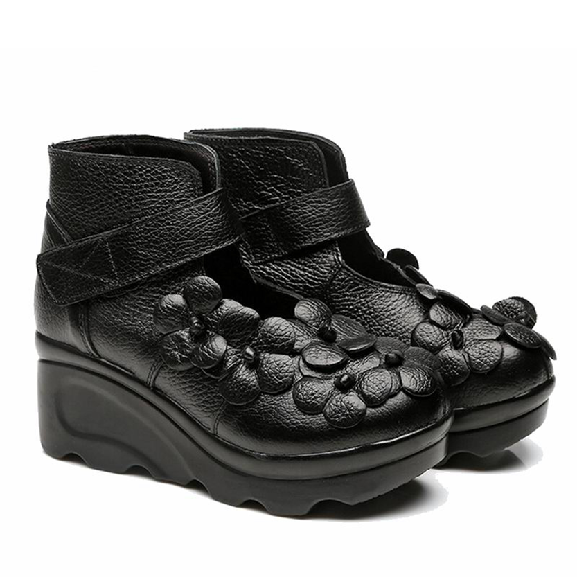 Funki Findz | Shoes | Women's Cute Red Flower Leather Wedges