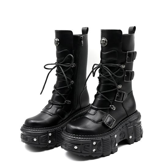 Funki Findz | Boots | Women's Punk Style Lace-up Platform Boot