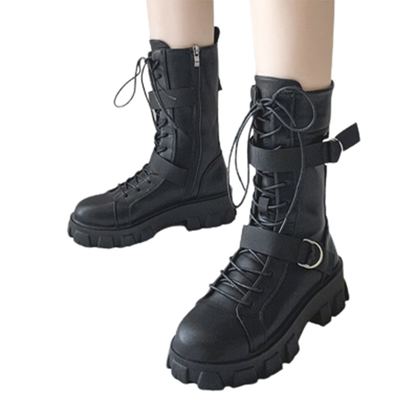 Funki Findz | Boots | Women's Lace-Up Combat Boots Biker Boot