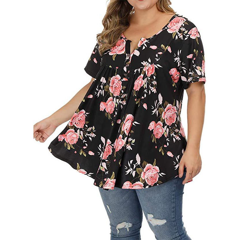 Funki Findz | Shirts | Women's Plus Floral Print Loose Fit Shirts