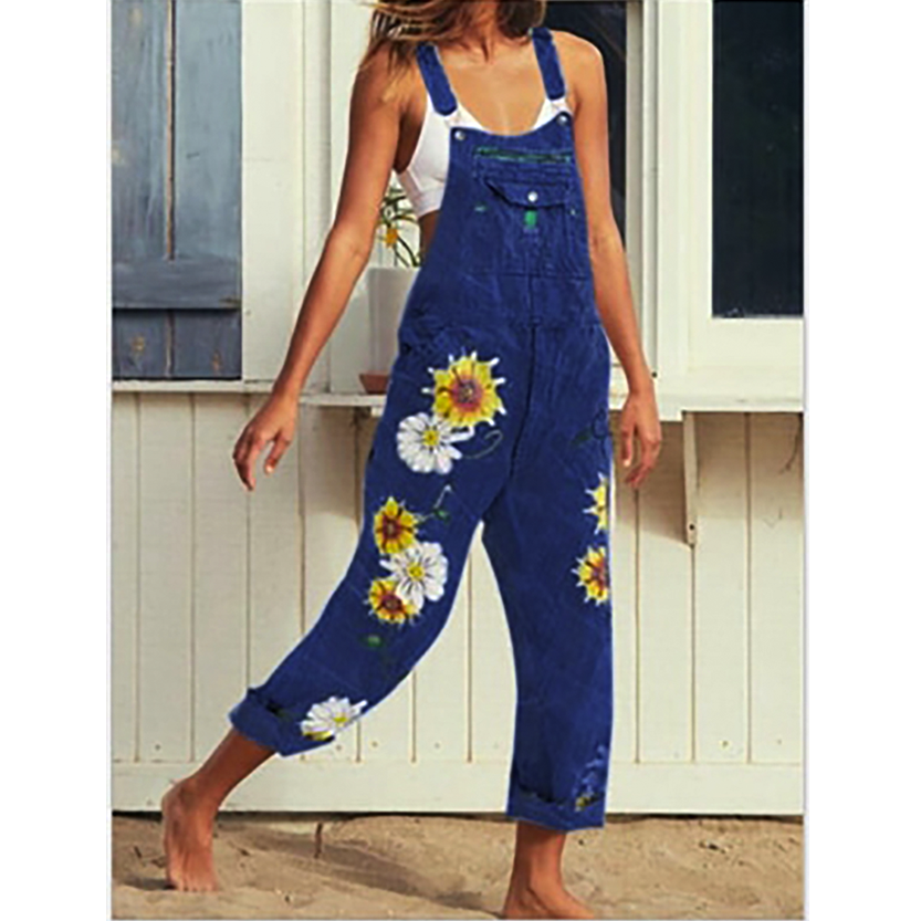 Funki Findz | Pants | Women's  Fashion Daisy Print Bib Overalls
