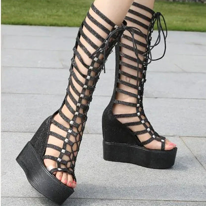 Funki Findz | Boots | Women's Roman Gladiator Wedge Sandals