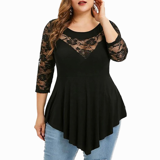 Funki Findz | Shirts | Women's Sexy Lace Spliced Plus Size Shirt