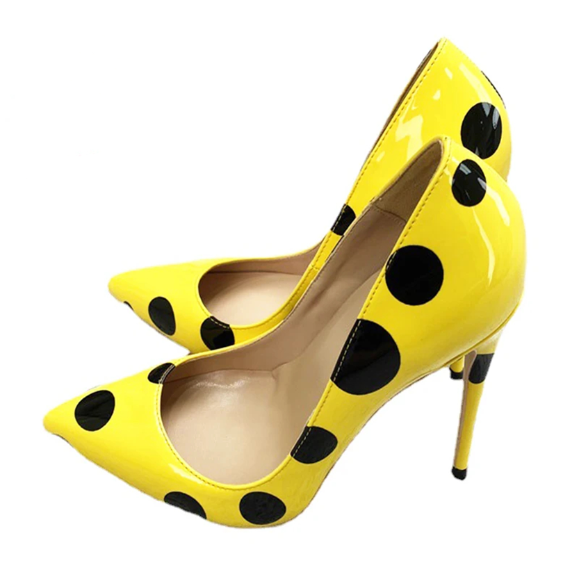 Funki Findz | Shoes | Women's Yellow Black Polka Dot Heels