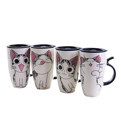 Funki Findz | Mugs | Large Ceramics Cat Mug | Spoon Lid | 20oz