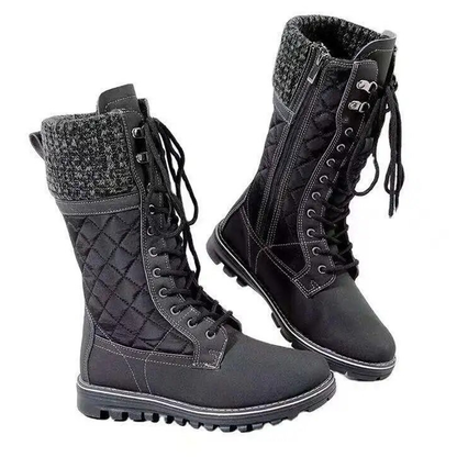 Funki Findz | Boots | Women's Plush Mid-Calf Lace Up Flat Boots