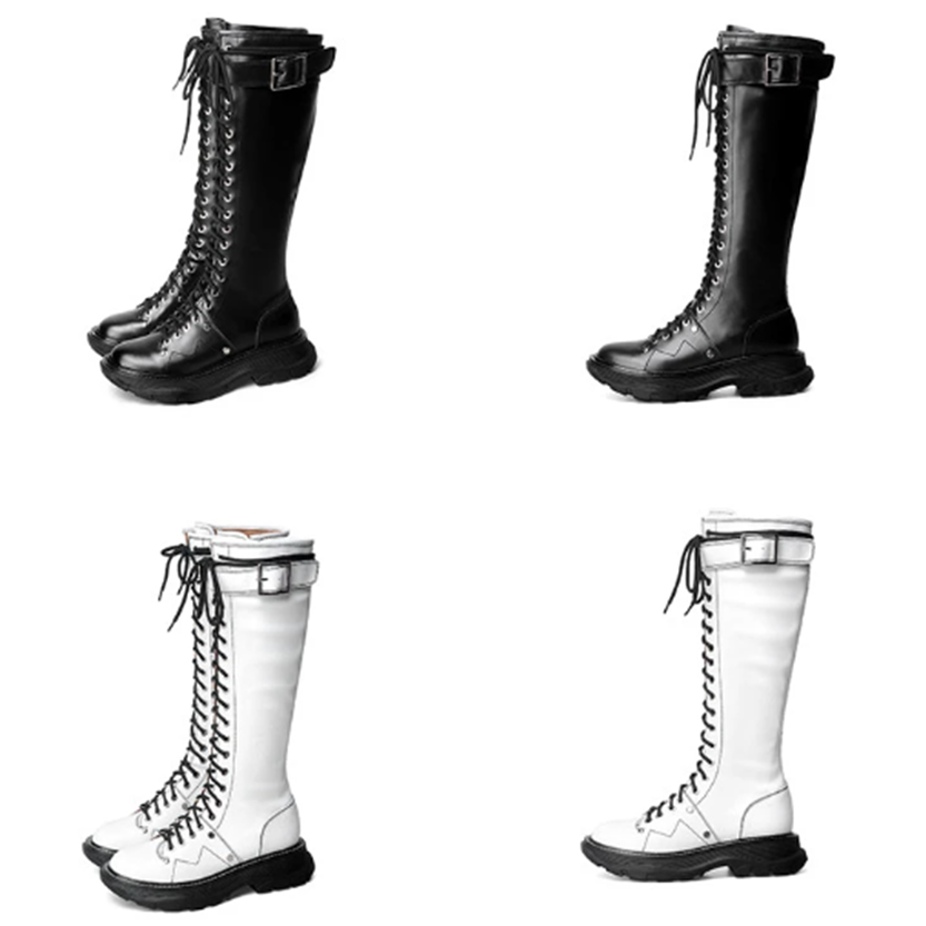 Funki Findz | Boots | Women's White Knee High Lace Up Boots