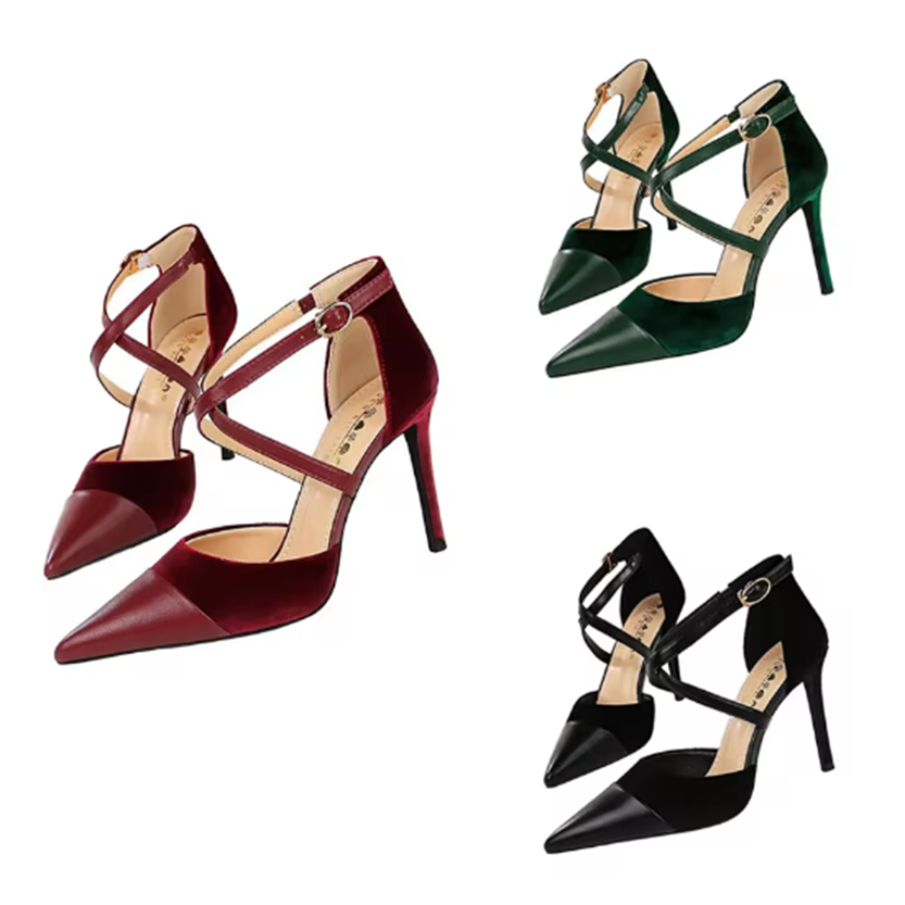 Funki Findz | Shoes | Women's Cross Strap Faux Suede Stilettos