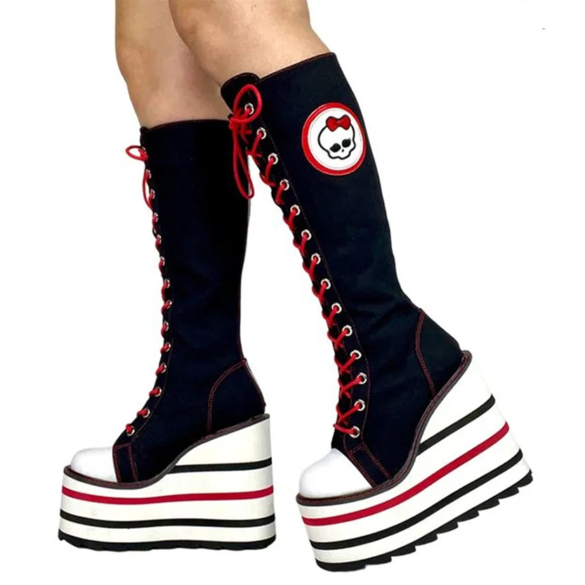 Funki Findz | Boots | Women's Canvas Platform Wedge Sneakers