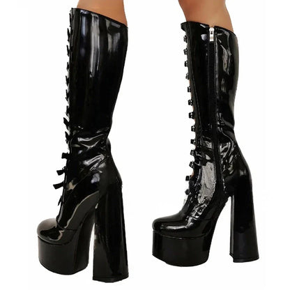 Funki Findz | Boots | Women's Cut Out Chunky Knee High Boots