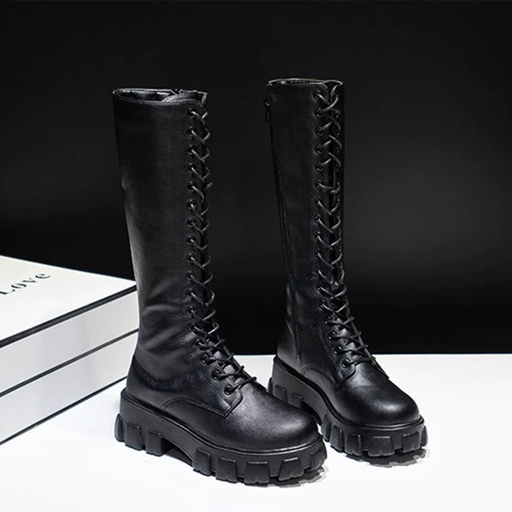 Funki Findz | Boots | Women's Knee-High Platform Lace Up Boot