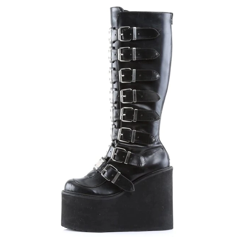 Funki Findz | Boots | Women's High Platform Wedge Buckle Boot
