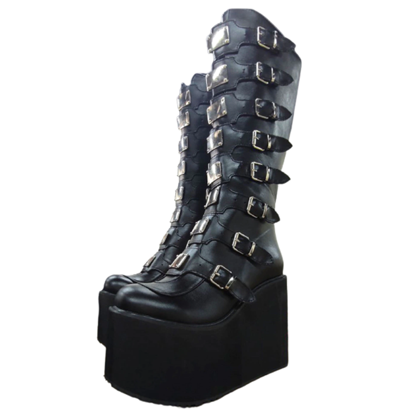 Funki Findz | Boots | Women's High Platform Wedge Buckle Boot