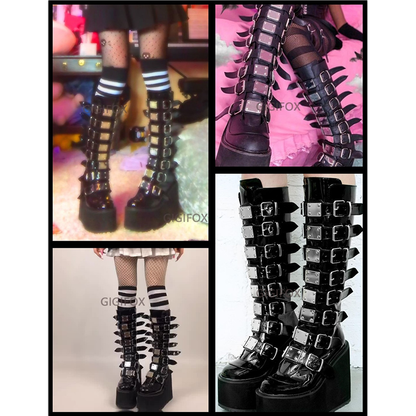 Funki Findz | Boots | Women's High Platform Wedge Buckle Boot