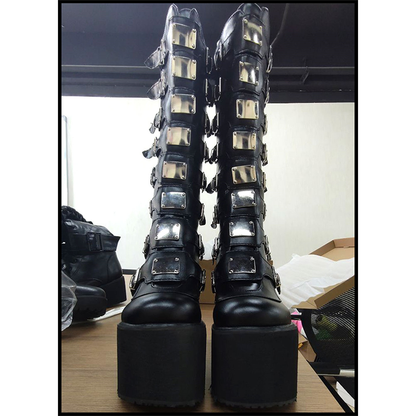 Funki Findz | Boots | Women's High Platform Wedge Buckle Boot