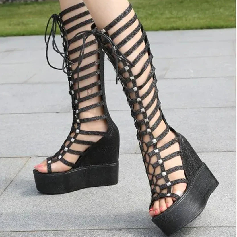 Funki Findz | Boots | Women's Roman Gladiator Wedge Sandals