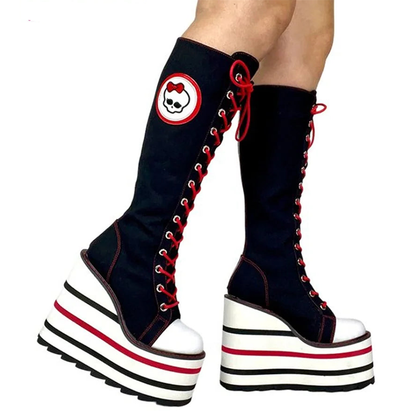 Funki Findz | Boots | Women's Canvas Platform Wedge Sneakers